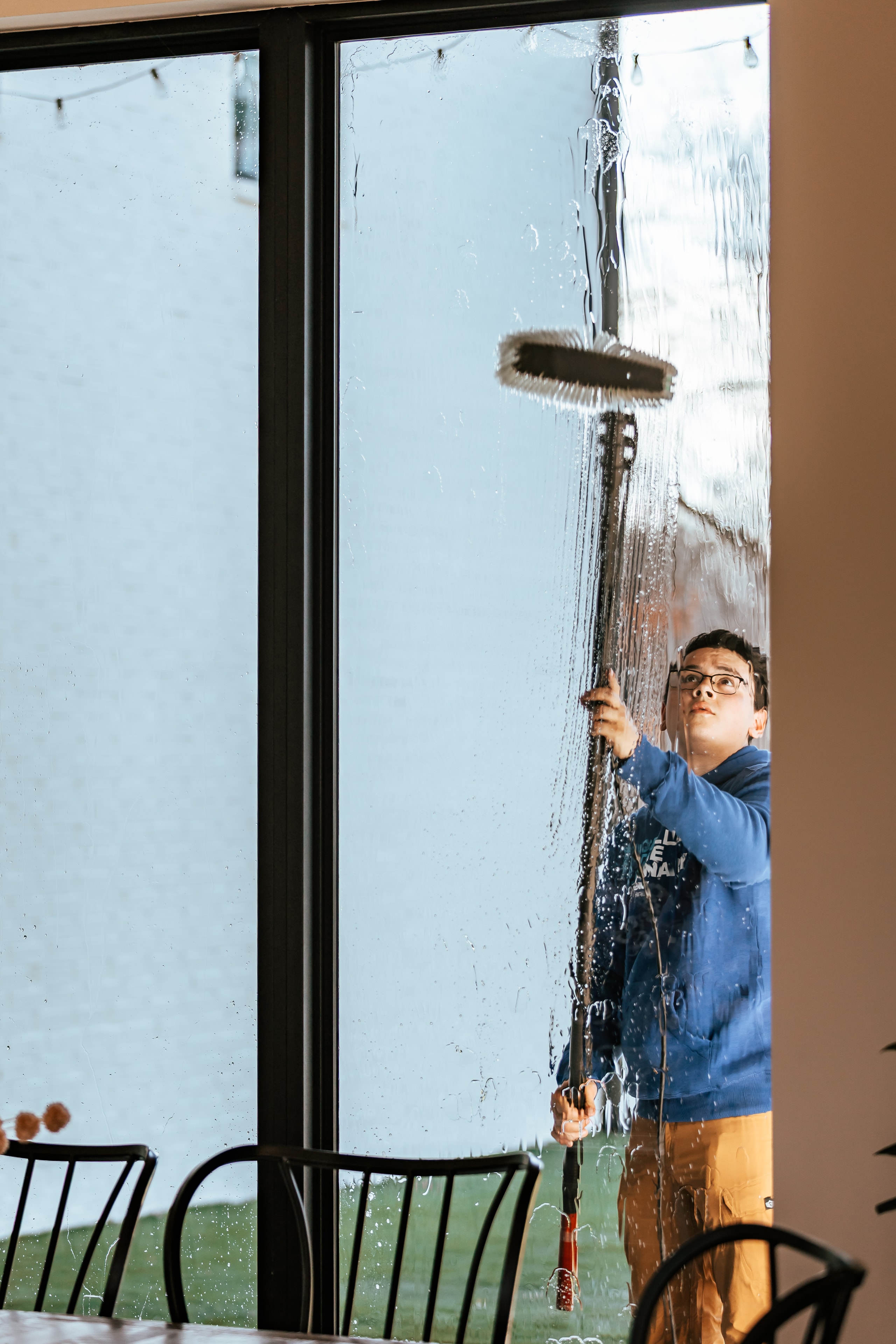 Commercial glass structure with clean windows