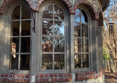 Reflection falling on clean glass windows